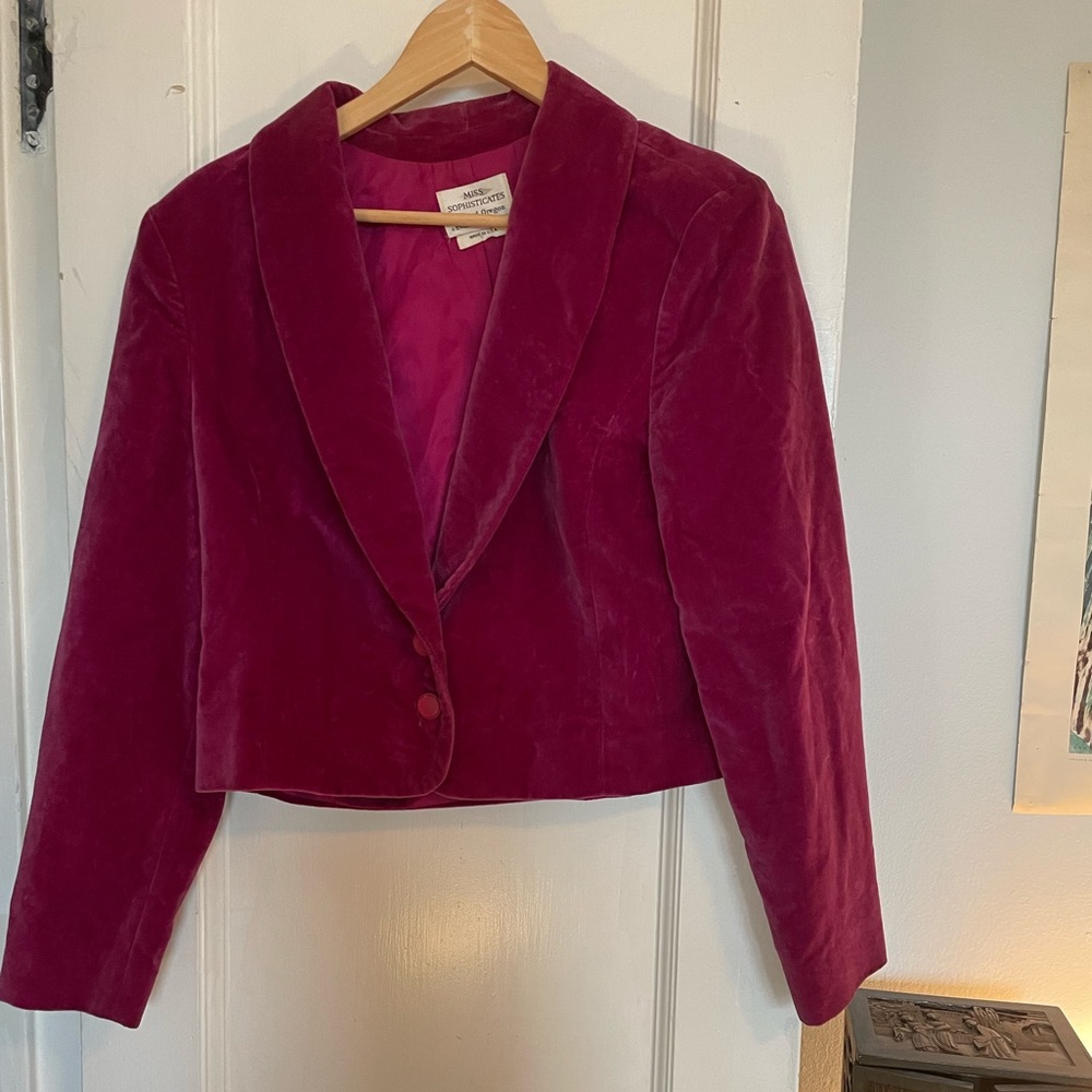 Bright pink suede blazer jacket